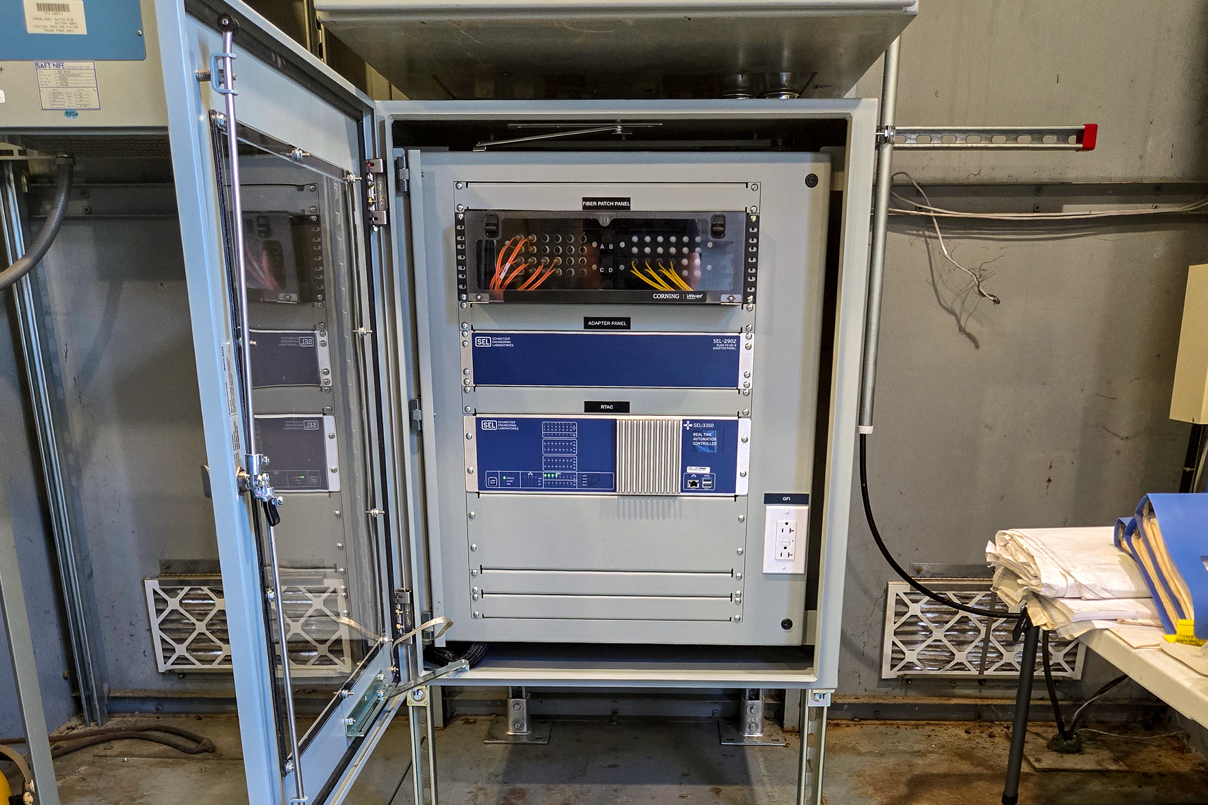 A new real-time automation controller that was newly installed into an electrical cabinet.