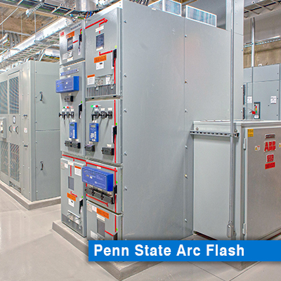 Penn State Hershey Medical Center's electrical switchgear inside of their 7.5 MW cogeneration plant.