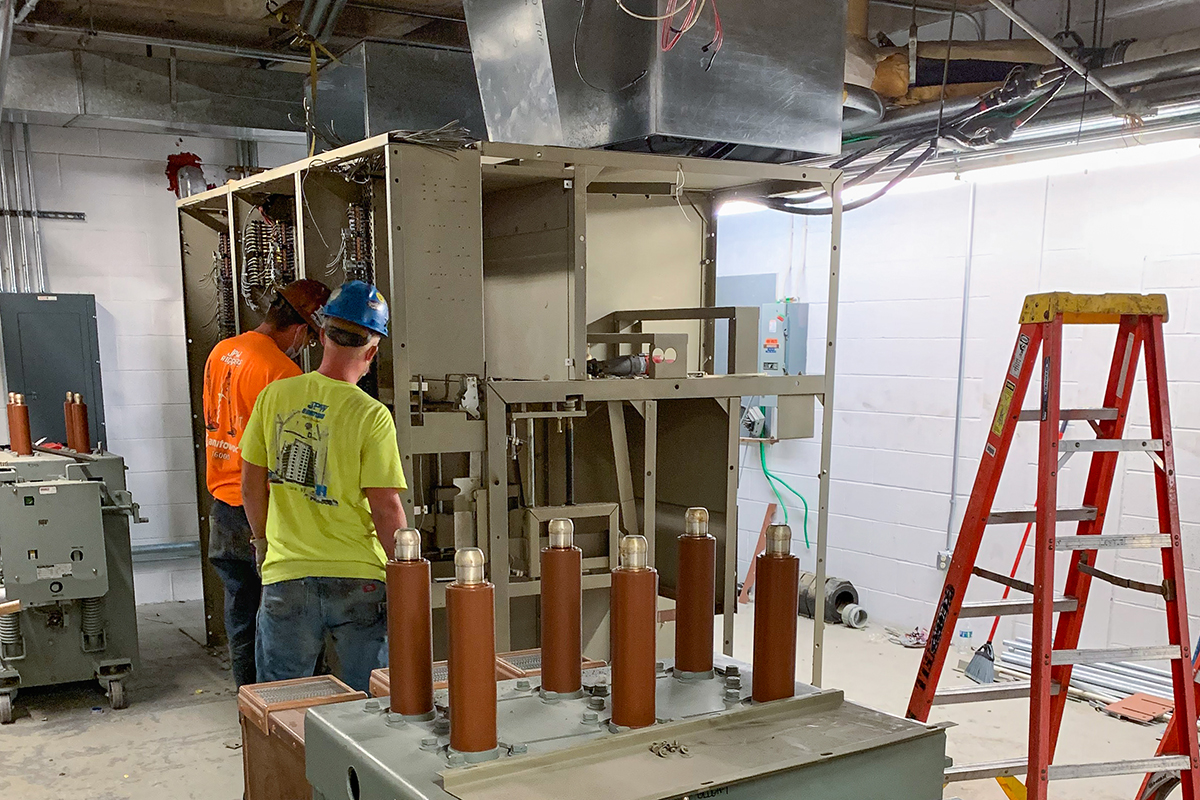 BC Energy employees removing St. Joseph's Hospital existing electrical infrastructure.