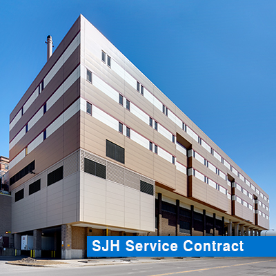 St. Joseph's Hospital featuring its new cogeneration plant that was strategically constructed underneath a building over existing loading docks.