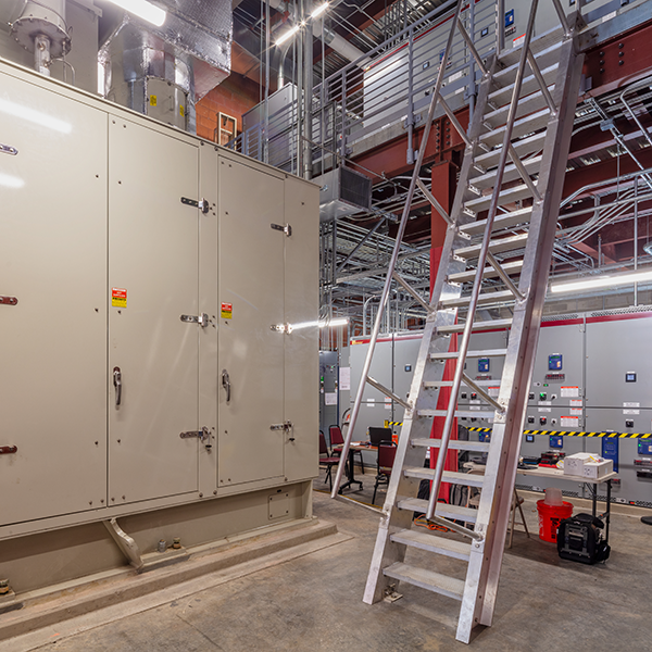 A Solar Turbines 4.6 MW turbine and corresponding switchgear in Morristown Medical Center's cogeneration plant in Summit, NJ.