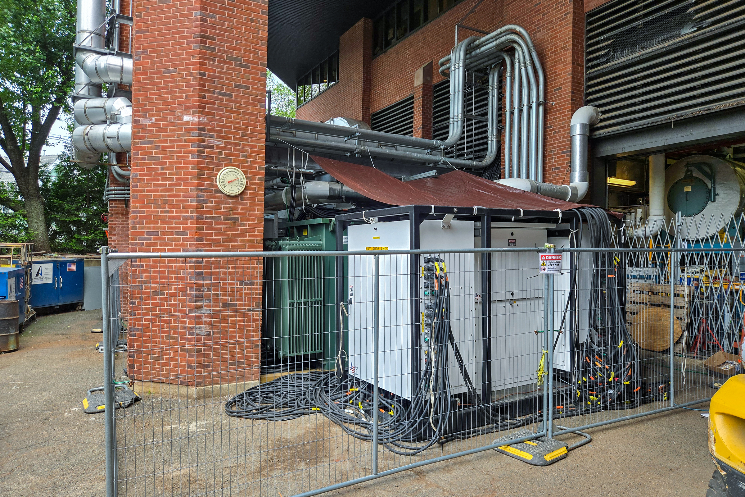 Temporary power was established outside of Overlook Medical Center before existing electrical infrastructure was disconnected and replaced.